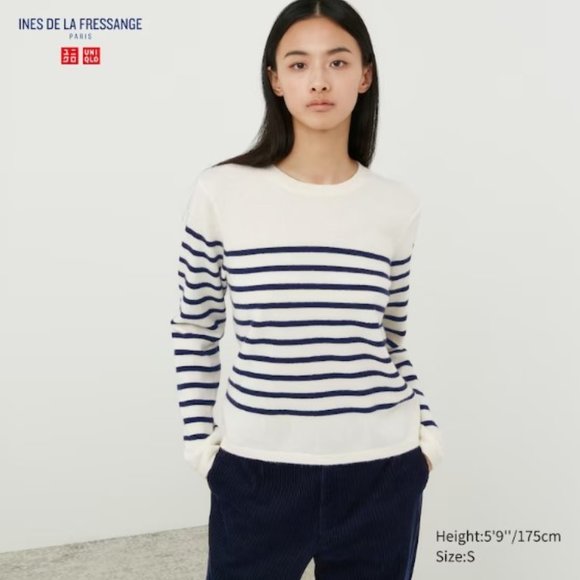 UNIQLO - CASHMERE Striped Long Sleeve Crew Neck Sweater - SZ Large -BNWT - Picture 10 of 13